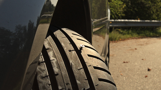 Vehicle Tire Punctured By The Screw