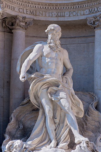 Detail of a Statue at Trevi Fountain in Rome