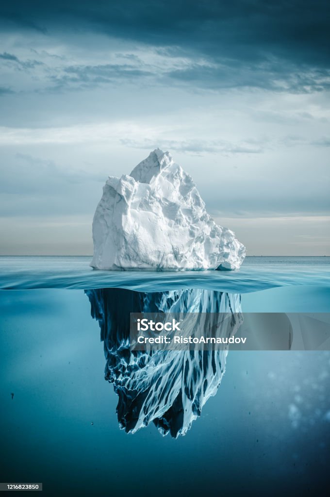 Iceberg with above and underwater iceberg with above and underwater Iceberg - Ice Formation Stock Photo