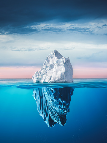 iceberg with above and underwater