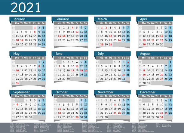 2021 calendar USA planner pocket business year vector 2021 year layout calendar annual planner pocket business kalender stock illustrations