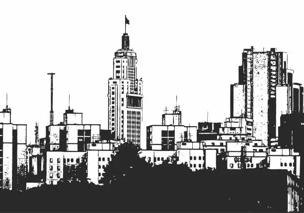 Vector illustration of Sao Paulo skyline sketch illustration