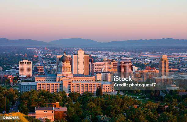 Photo libre de droit de De Salt Lake City banque d'images et plus d'images libres de droit de Salt Lake City - Salt Lake City, Centre-ville, Coucher de soleil