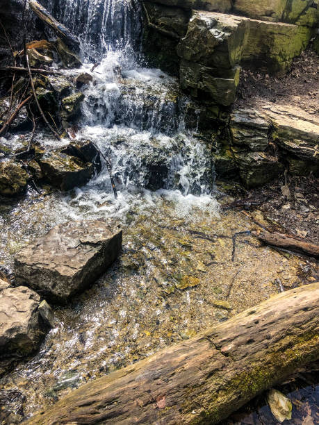 istock Small waterfall down rocks at Wisconsin state park 1216827484