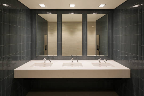 New washroom in a modern office building stock photo