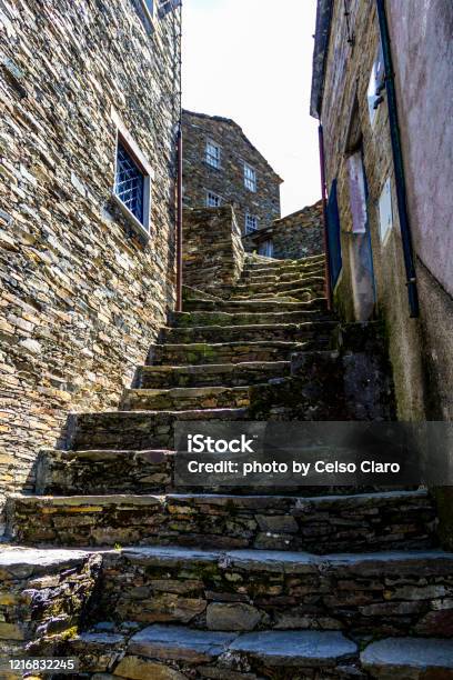 Stairway At The Schist Village Of Piódão Portugal Stock Photo - Download Image Now - Alley, Ancient, Architecture