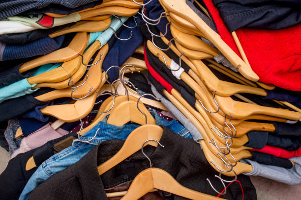 istock pile of used clothes. Second hand for recycling 1216838084