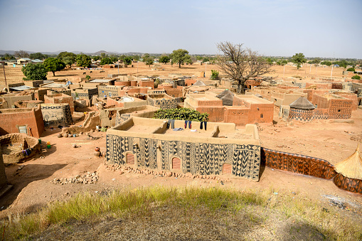 Thatta Sindh, Pakistan - February 04, 2023: Makli Hill Necropolis UNESCO World Heritage Site Picturesque View of a Mausoleum of Isa Khan Tarkhan II on a Sunny Blue Sky Day