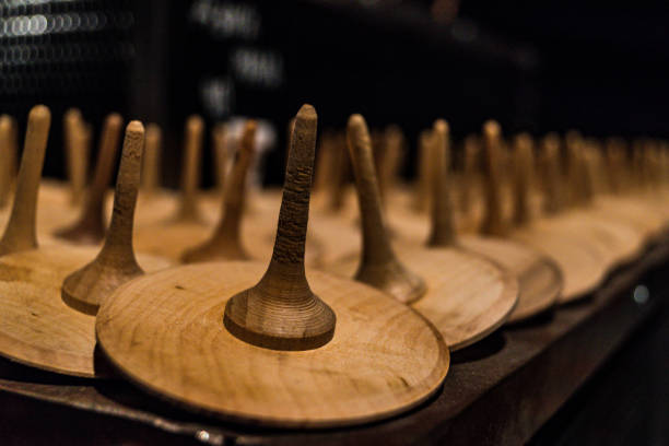 istock Wooden tops on a shop window 1216839447