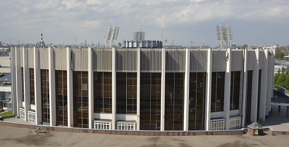 Saint Petersburg, Russia, May,13, 2014. Yubileynyy, 7,000-capacity, indoor sports arena and concert venue with skating rink. View from Arena Hall business center