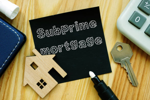 istock Conceptual hand written text showing Subprime mortgage 1216842143