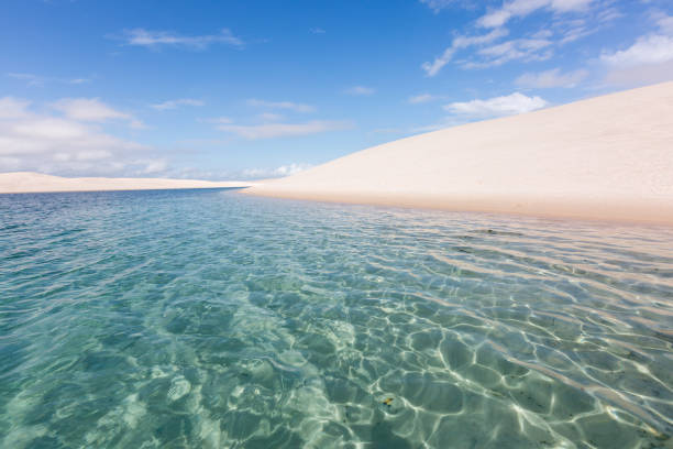 Lençois Maranhenses 1, Maranhão, Brazil. Rainwater dammed by sand dunes in the Lençois do Maranhão National Park in Brazil. brazil desert maranhao state national park stock pictures, royalty-free photos & images