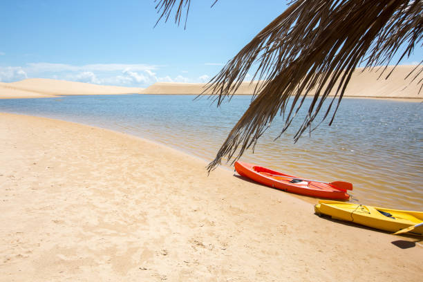 Lençois Maranhenses 6, Maranhão, Brazil. Rainwater dammed by sand dunes in the Lençois do Maranhão National Park in Brazil. brazil desert maranhao state national park stock pictures, royalty-free photos & images