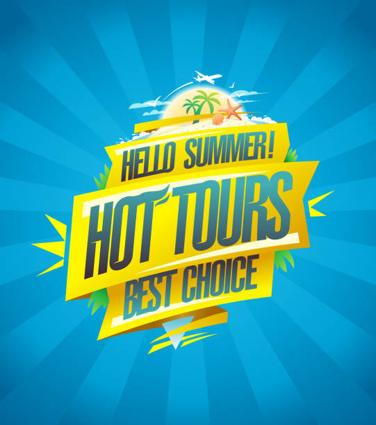 istock Hot summer tours, best choice, travel poster 1216844139