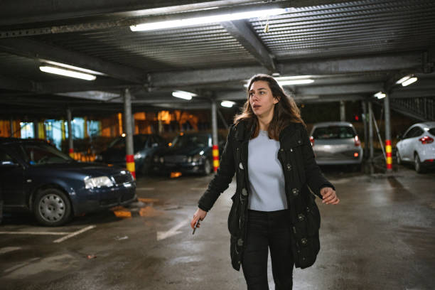 istock Woman frantically running away from her abusive partner 1216844239