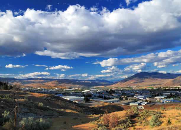 View To The Barren Landscape Of Kamloops At Thompson River View To The Barren Landscape Of Kamloops At Thompson River On A Sunny Summer Day kamloops stock pictures, royalty-free photos & images