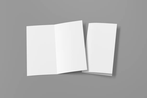 istock Blank bi-fold square leaflet cover. Bi-fold or half-fold opened and folded brochure isolated with clipping path. 1216845625