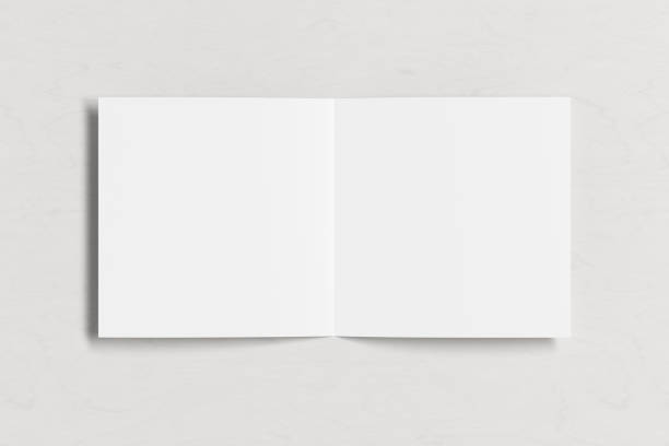istock Blank square pages leaflet cover. Bi-fold or half-fold brochure isolated with clipping path. 1216845743