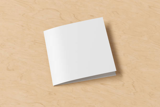 istock Blank square pages leaflet cover. Bi-fold or half-fold brochure isolated with clipping path. 1216845754