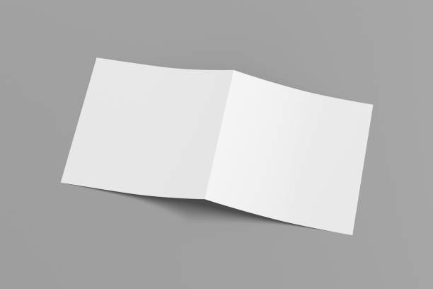 istock Blank square pages leaflet cover. Bi-fold or half-fold brochure isolated with clipping path. 1216846356