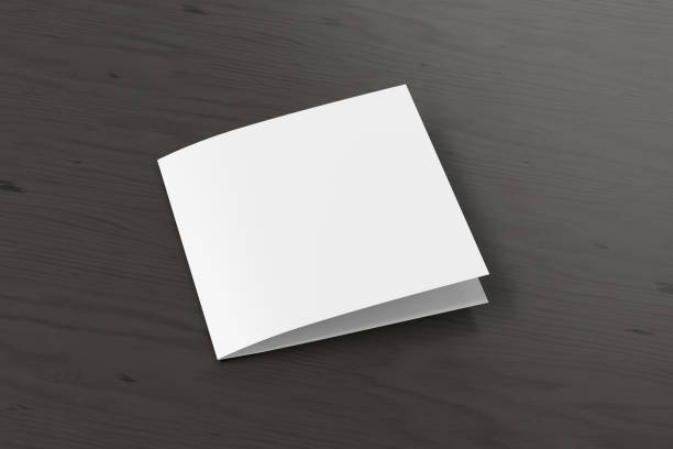 istock Blank square pages leaflet cover. Bi-fold or half-fold brochure isolated with clipping path. 1216846366
