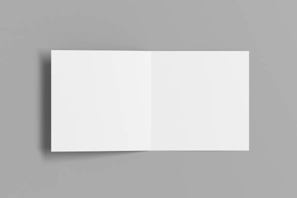 istock Blank square pages leaflet cover. Bi-fold or half-fold brochure isolated with clipping path. 1216846374