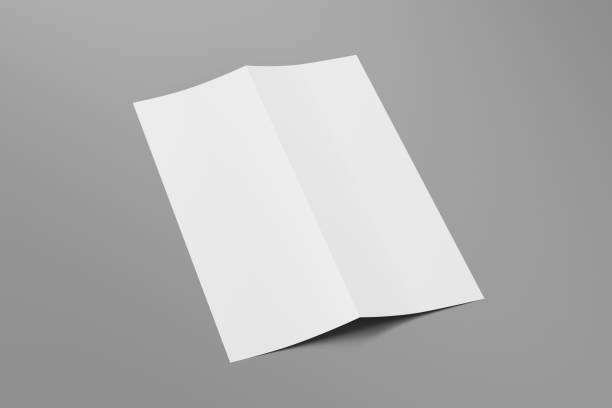 istock Blank vertical a4 leaflet cover. Bi-fold or half-fold brochure isolated with clipping path. 1216846449