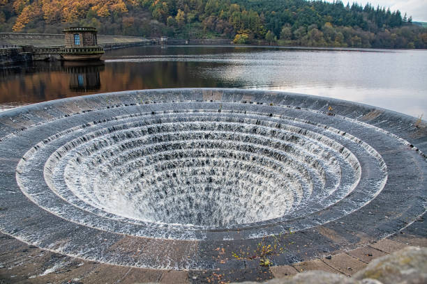 istock Large plughole at the Ladybower reservoir in overflow 1216846834
