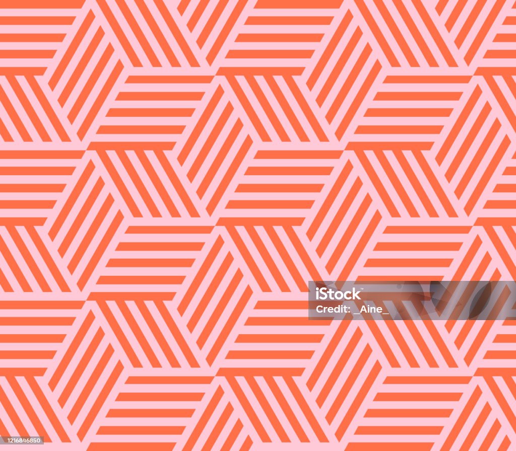 Seamless pattern of linear cube. Endless cubic background. Vector illustration. - Royalty-free Padrão arte vetorial