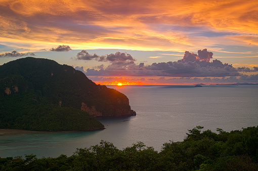Beautiful sunset on Phi-Phi Island. Thailand.