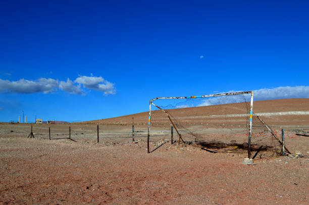 Arch of the soccer field of the La Casualidad mine. Back to the left the entrance to the settlement is observed. Salta, Argentina