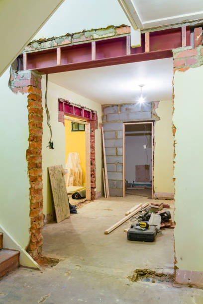 istock House internal remodeling with RSJ universal steel beam 1216857831