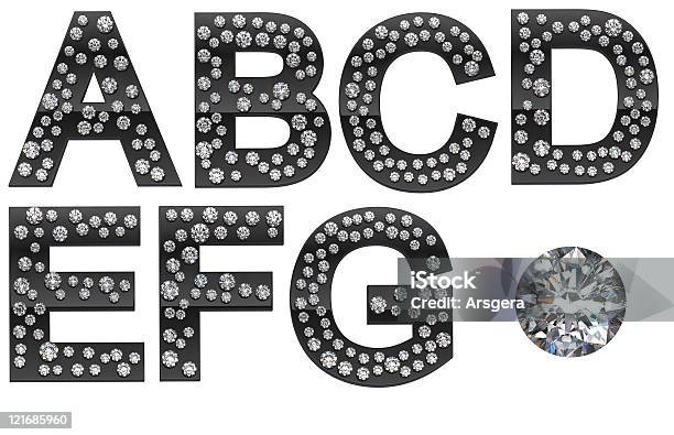 Diamond Ag Letters With Large Gem Stock Photo - Download Image Now - Alphabet, Black Color, Bright