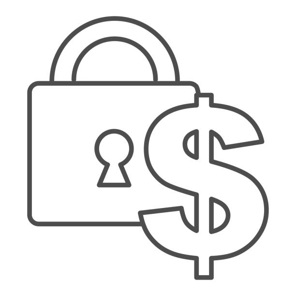 Lock and dollar thin line icon. Money safety, safe bank symbol, outline style pictogram on white background. Business or banking sign for mobile concept and web design. Vector graphics. Lock and dollar thin line icon. Money safety, safe bank symbol, outline style pictogram on white background. Business or banking sign for mobile concept and web design. Vector graphics telephone line art stock illustrations