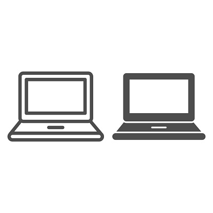 Laptop line and glyph icon. Portable computer, notebook device symbol, outline style pictogram on white background. Technology or business sign for mobile concept and web design. Vector graphics