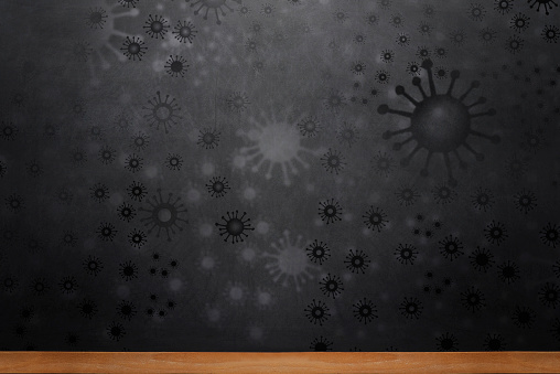 Abstract black chalkboard,  Coronavirus outbreak background.