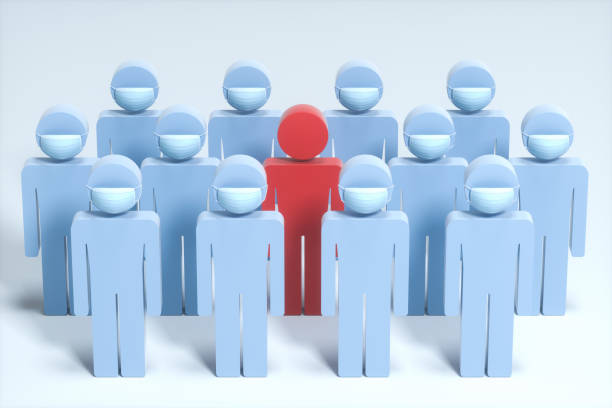 istock People wear masks with white background, 3d rendering. 1216863069