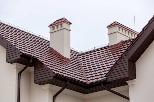 istock a roof top of a brown ceramic tile with ventilation by a pipe a storm drainage system, close up details of the architectural structure. 1216864191