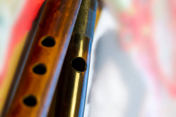 A handmade traditional musical instrument set for backgrounds
