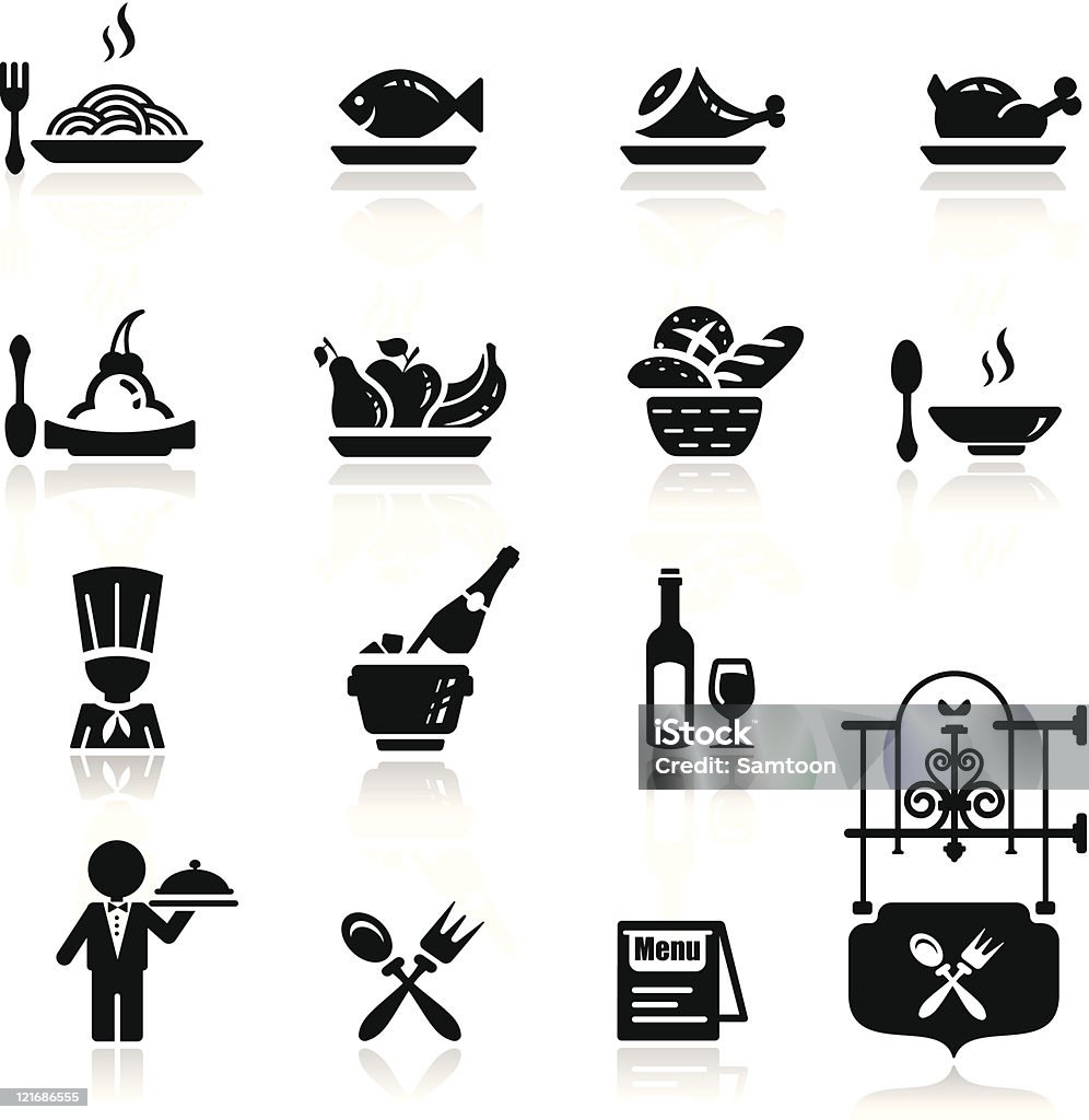 Ресторан Иконки набор - Векторная графика Хлеб роялти-фри