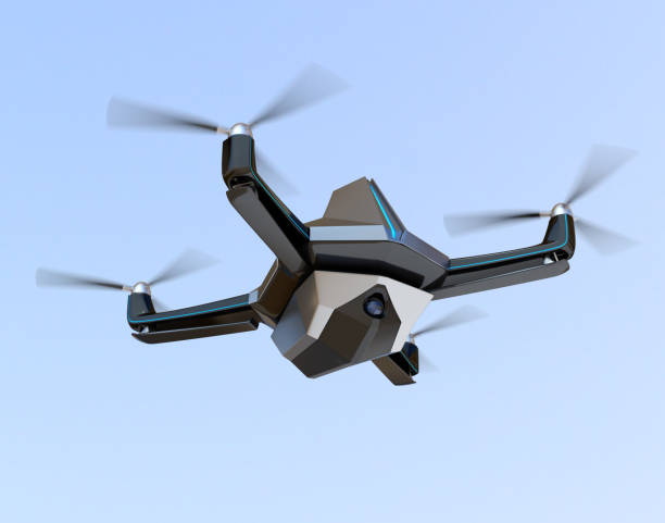 istock Electric Security Drone flying in the sky 1216865910