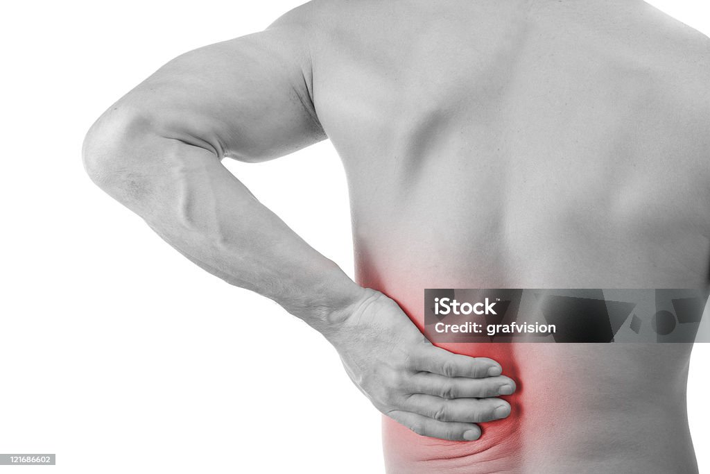Человек с боли в спине - Стоковые фото Боль в спине роялти-фри