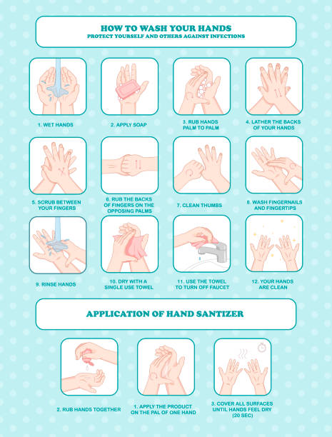 illustrations, cliparts, dessins animés et icônes de graphique d’hygiène personnelle affichant le lavage des mains - antibacterial washing hands washing hygiene