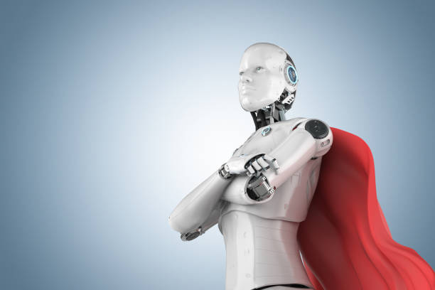 istock heroine cyborg with red cloak 1216869281
