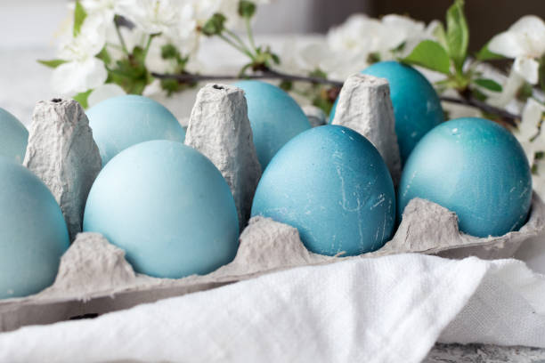 istock Row of ombre blue Easter eggs 1216869295