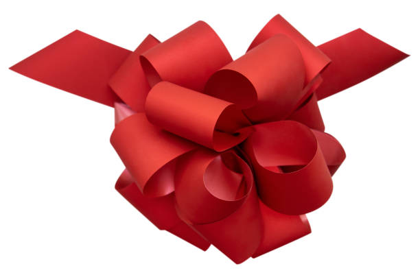 istock Big beautiful red bow for gift, gift wrapping, banner, advertisement, congratulation. 1216869810