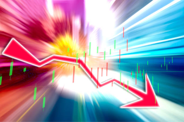 istock Finance Stock market with abstract light trials background. Index graph chart 1216869867