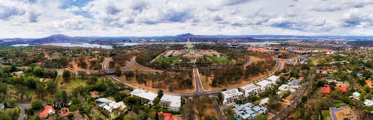 Australian federal parliament house on the top of Capitol hill in Canberra city, ACT.