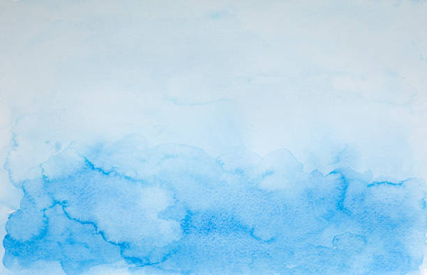 istock Blue watercolor hand drawn background - abstract ocean and sky with copy space 1216884156