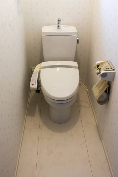 istock Flushing toilet in private room 1216884690